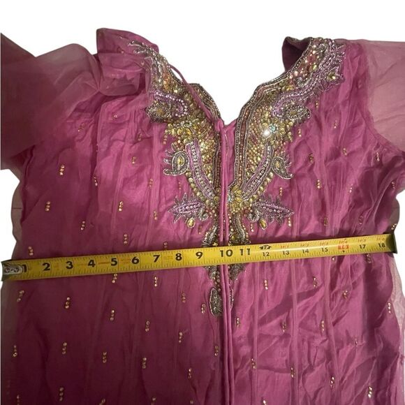 Pakistani Indian Party Dress Purple Size 44 Handmade - Picture 12 of 16